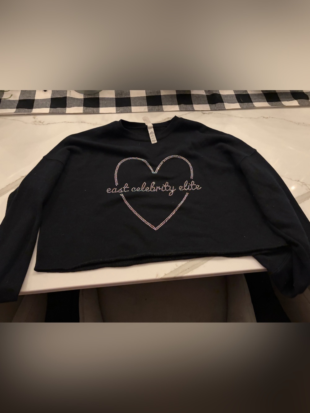 East Celebrity Elite Black Heart Rhinestone Sweatshirt-never worn! Size medium